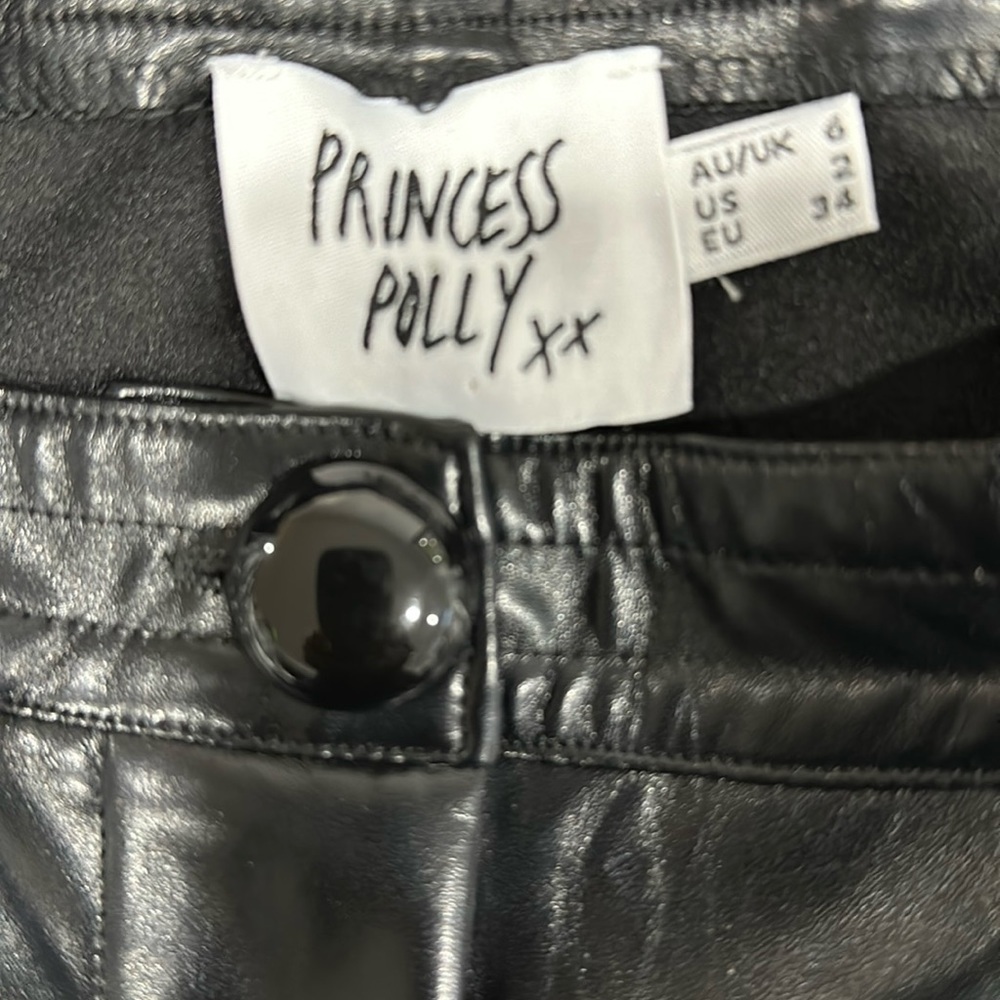 Princess Polly Black Love Club Pleated Faux Leather Pants size 2 - Picture 5 of 7